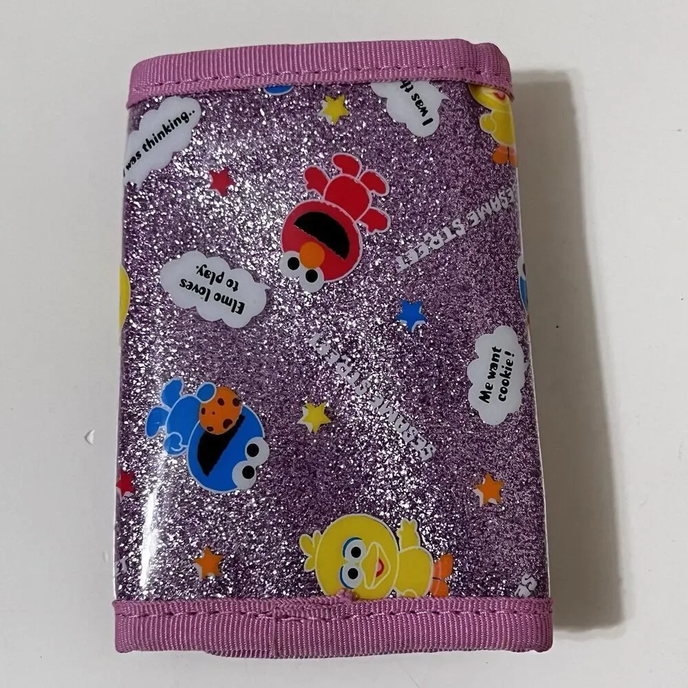 Sesame Street Baby Characters Pink Glitter Key Holder Coin Wallet Tri-Fold 2007